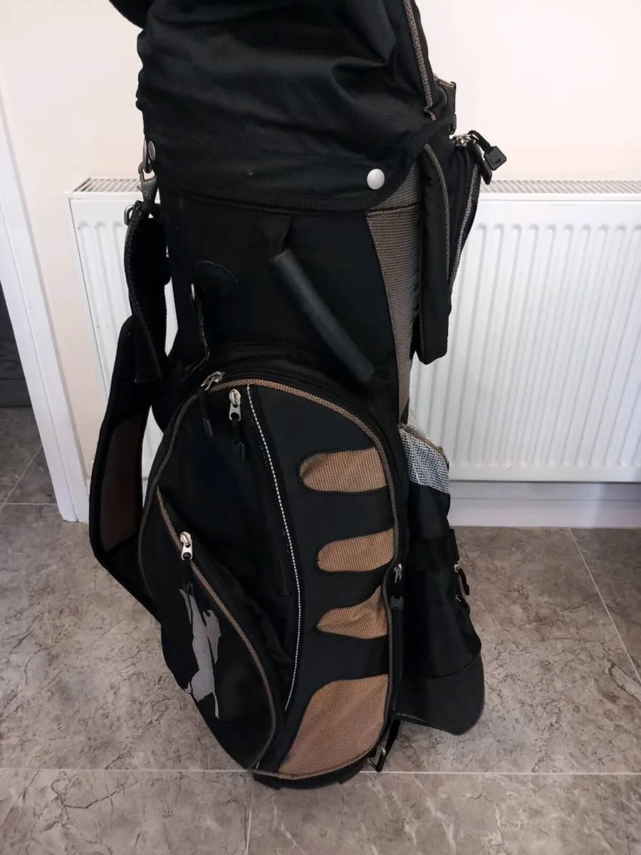 Slazenger black and brown golf cart bag. - Image 4