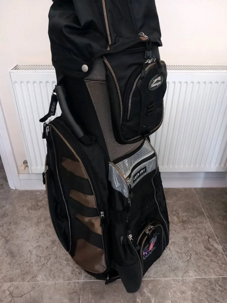 Slazenger black and brown golf cart bag. - Image 1
