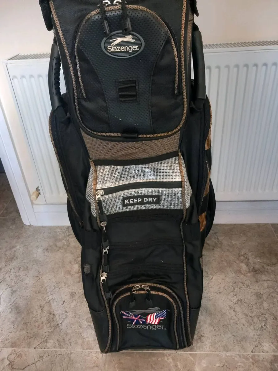 Slazenger black and brown golf cart bag. - Image 2