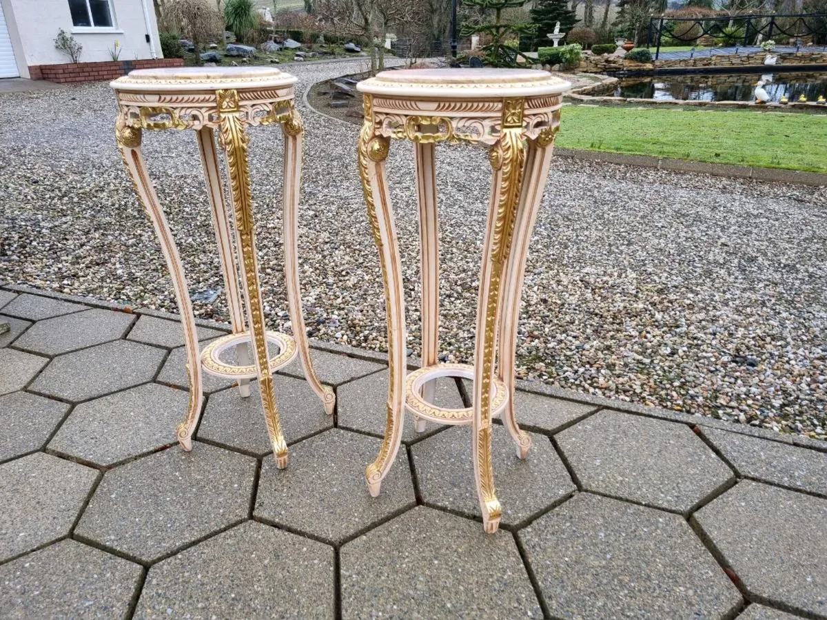 2 Large Egyptian Stands Granite Top  (New) - Image 1