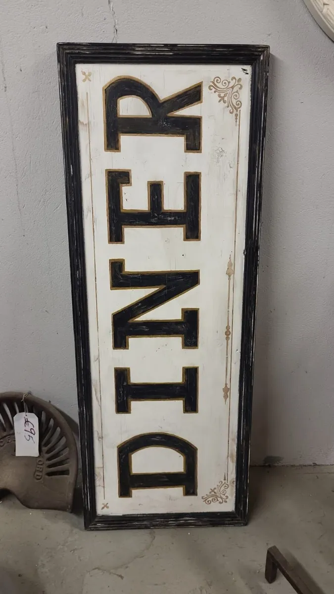Large vintage style wooden diner sign - Image 1