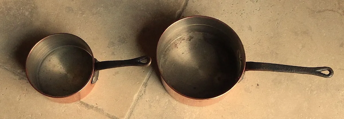 2 Hand Made Copper Saucepans - Image 2