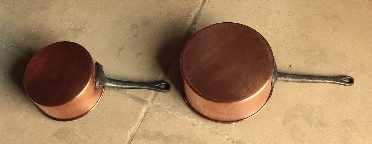 2 Hand Made Copper Saucepans - Image 3