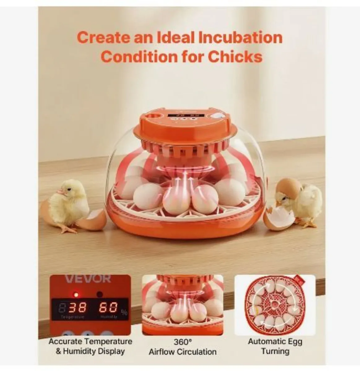 12 Egg Incubator, Automatic Egg Turner - Image 2