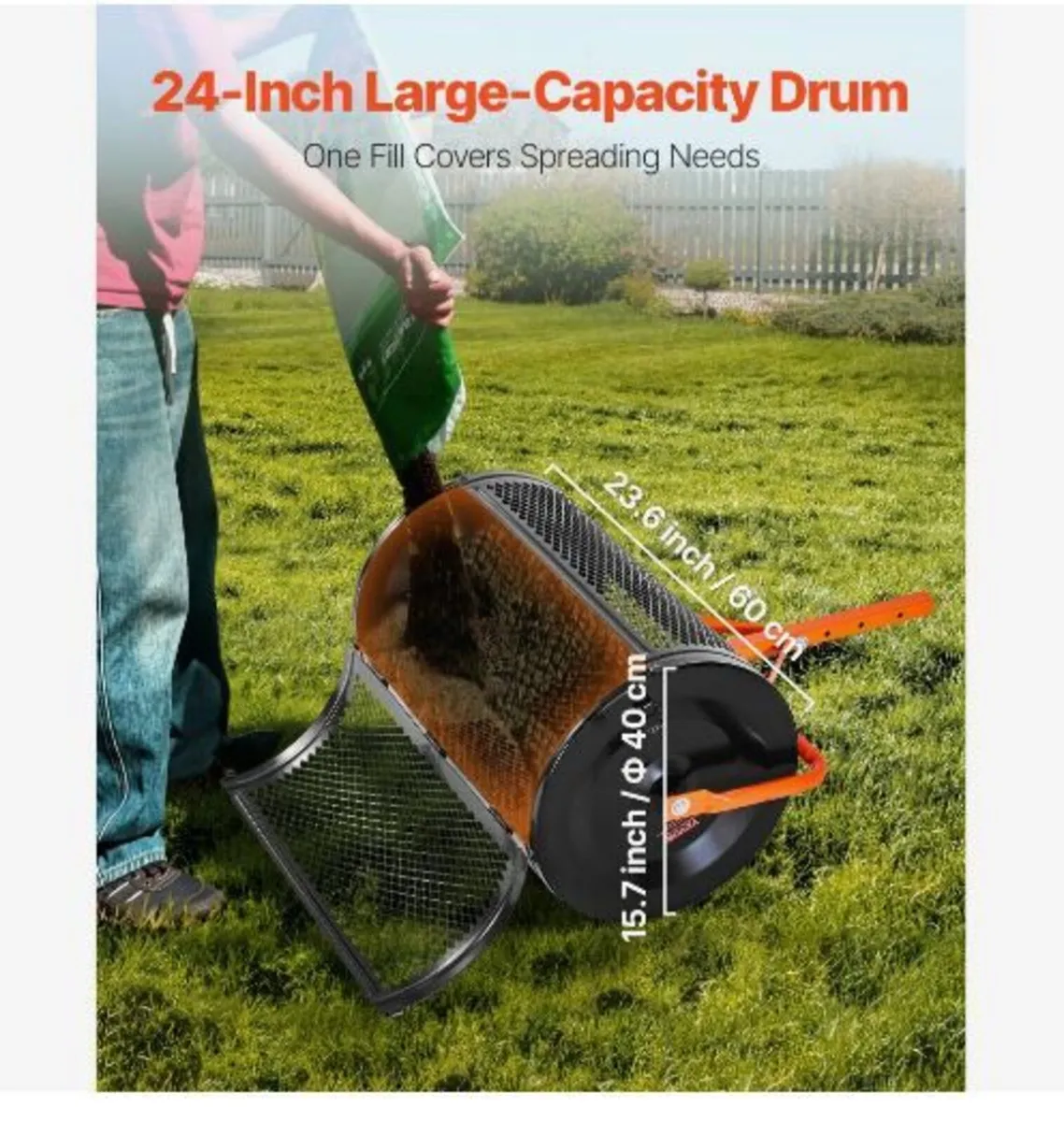 Compost Spreader, 24 in Wide Peat Moss Spreader - Image 2