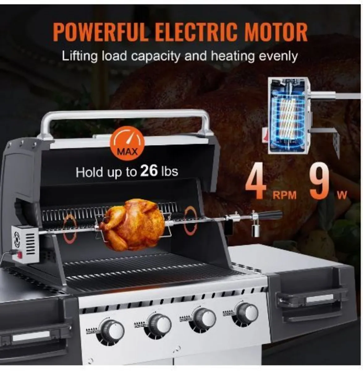 Universal Grill Rotisserie Kit BBQ Roaster - Image 3