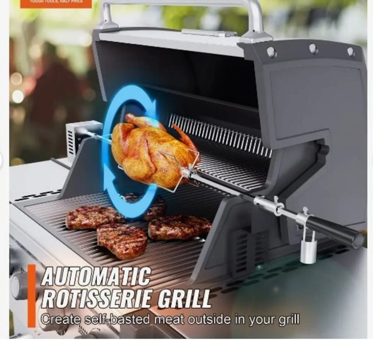 Universal Grill Rotisserie Kit BBQ Roaster - Image 2