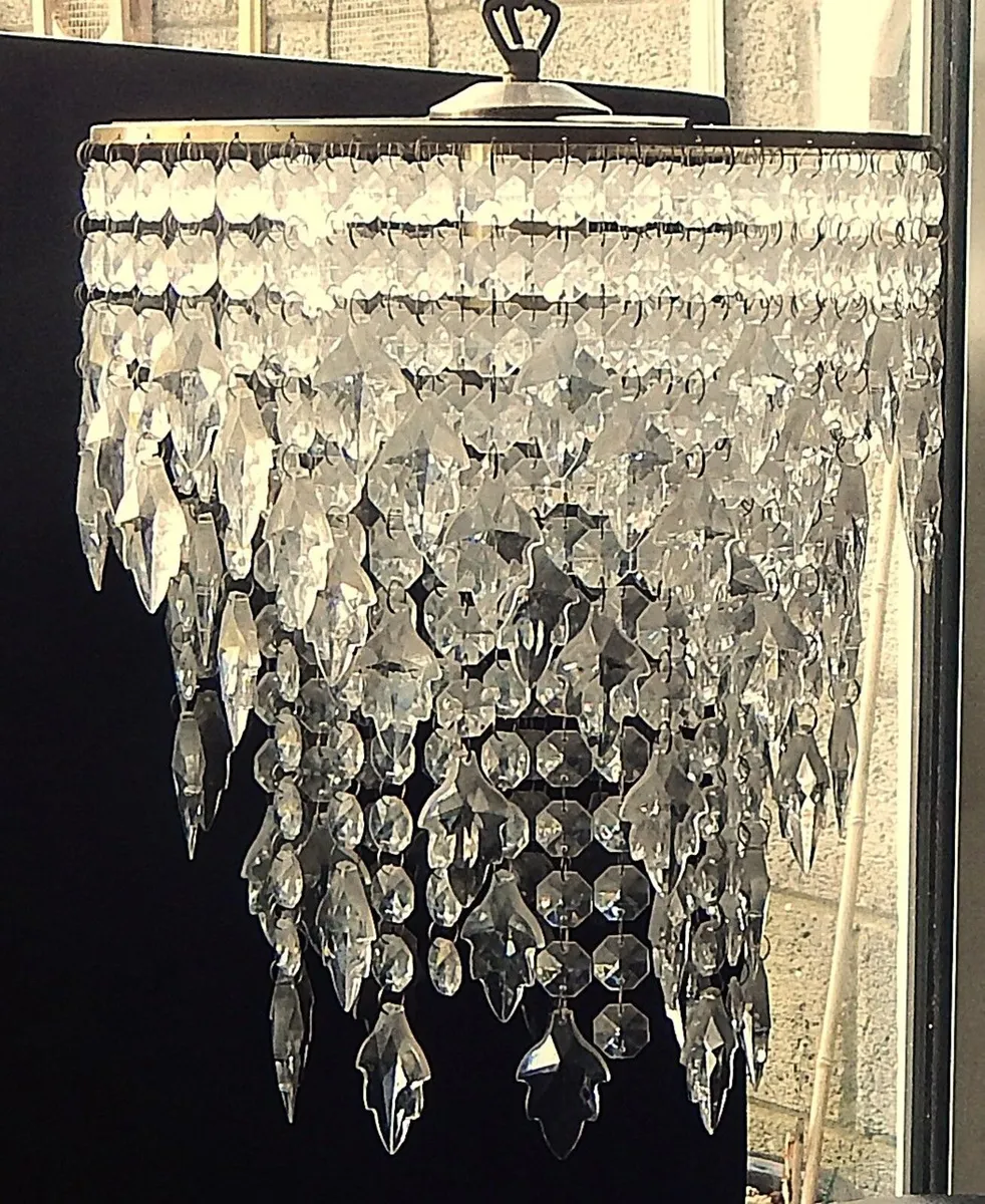 -Tiered Acrylic Bead Chandelier, Metal Chain - Image 3