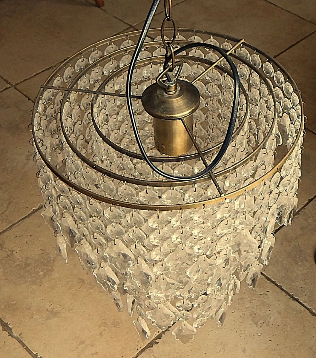 -Tiered Acrylic Bead Chandelier, Metal Chain - Image 2