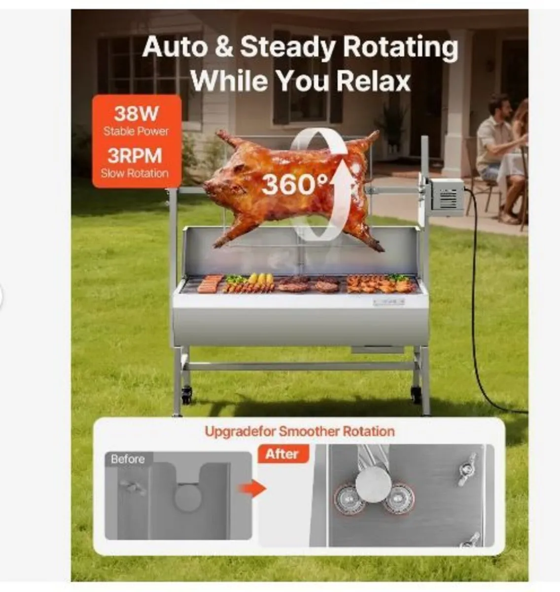 Rotisserie Grill, 38W BBQ Outdoor Pig & Lamb - Image 2