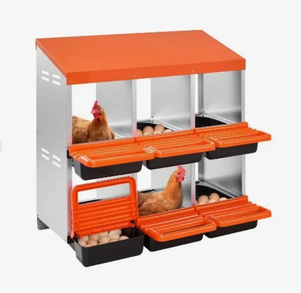 2 Tiers Chicken Nesting Boxes, 6 Compartments - Image 1