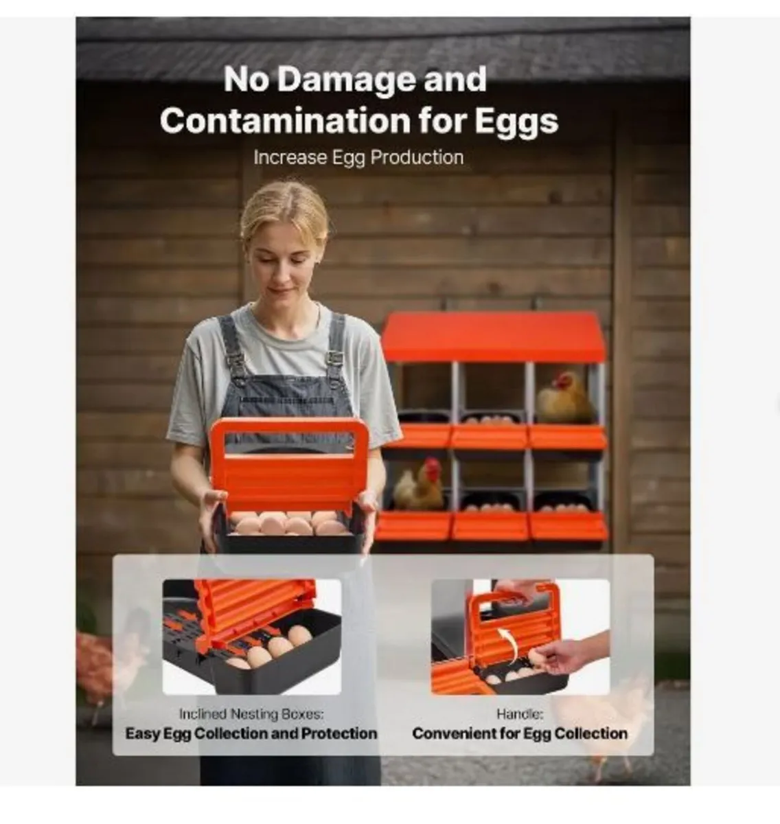 2 Tiers Chicken Nesting Boxes, 6 Compartments - Image 4
