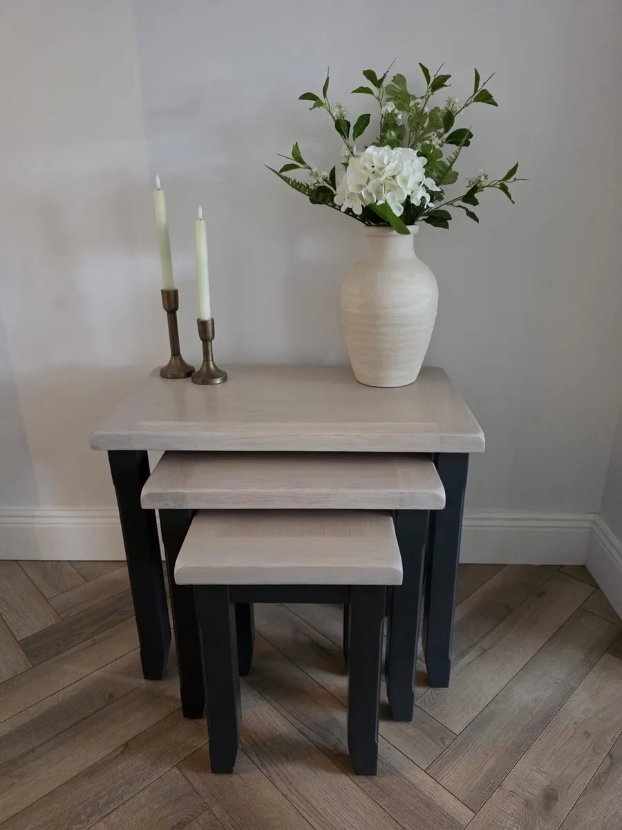 White Washed Oak Nest of Tables - Image 1