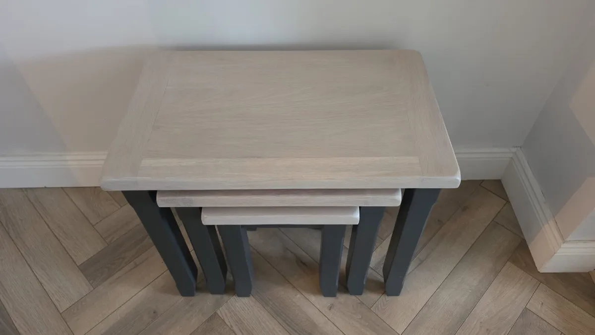 White Washed Oak Nest of Tables - Image 4