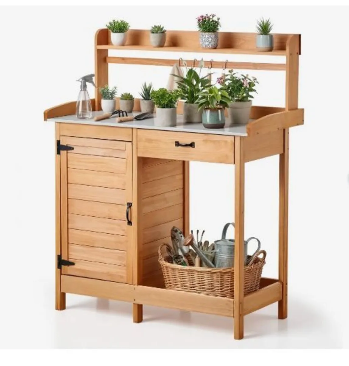 Potting Bench Table, Outdoor Gardening Wooden - Image 1