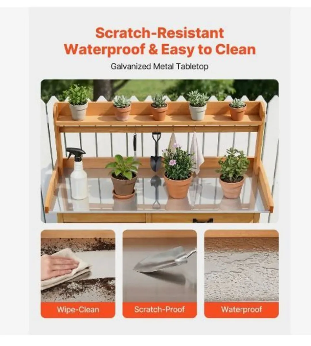 Potting Bench Table, Outdoor Gardening Wooden - Image 4