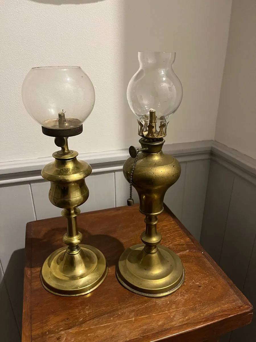 2 Vintage French Oil Lamps