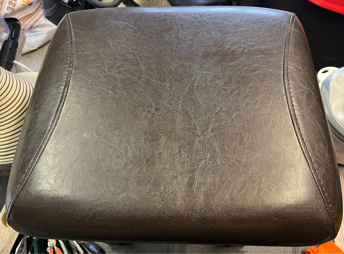 Brand New Dark Oak Leather Dresser Table Stool - Image 2