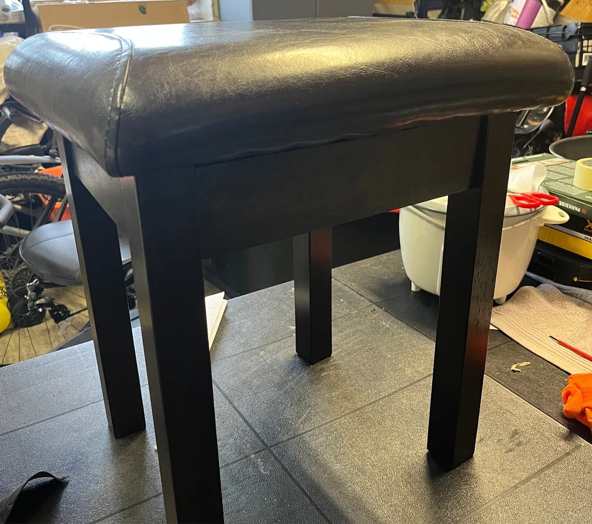 Brand New Dark Oak Leather Dresser Table Stool - Image 3