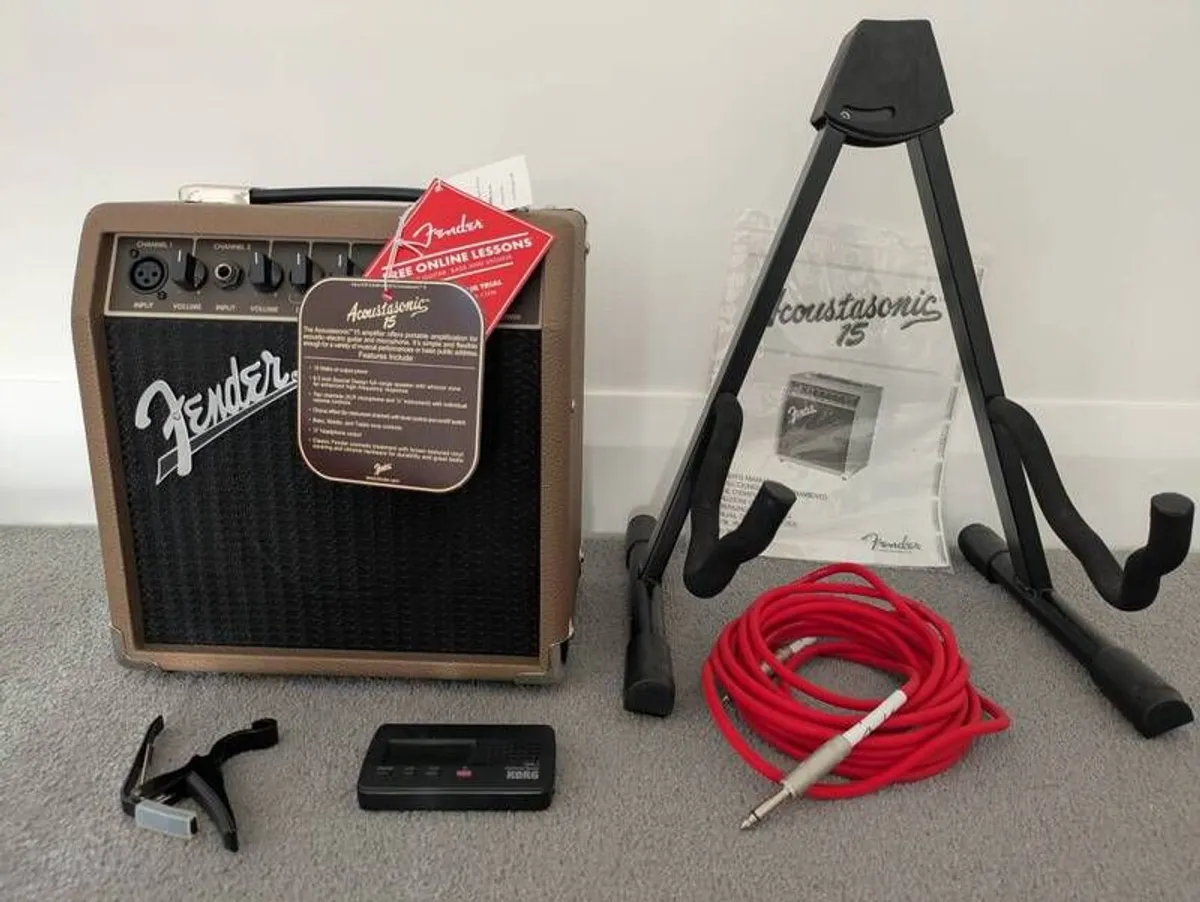 Fender Acoustasonic 15w +Extras - Image 4