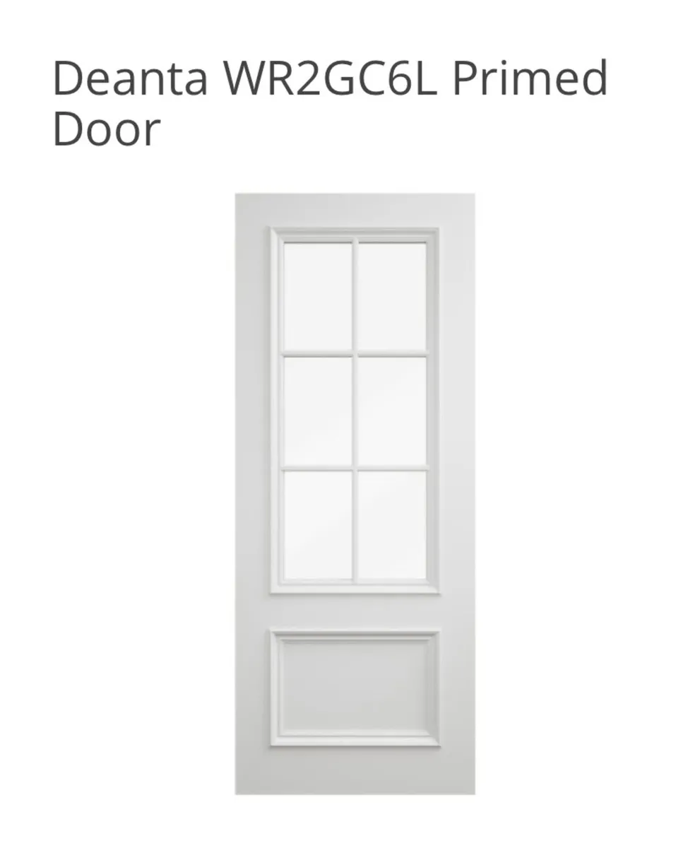 1 white primed Deanta WR2 glass door - new