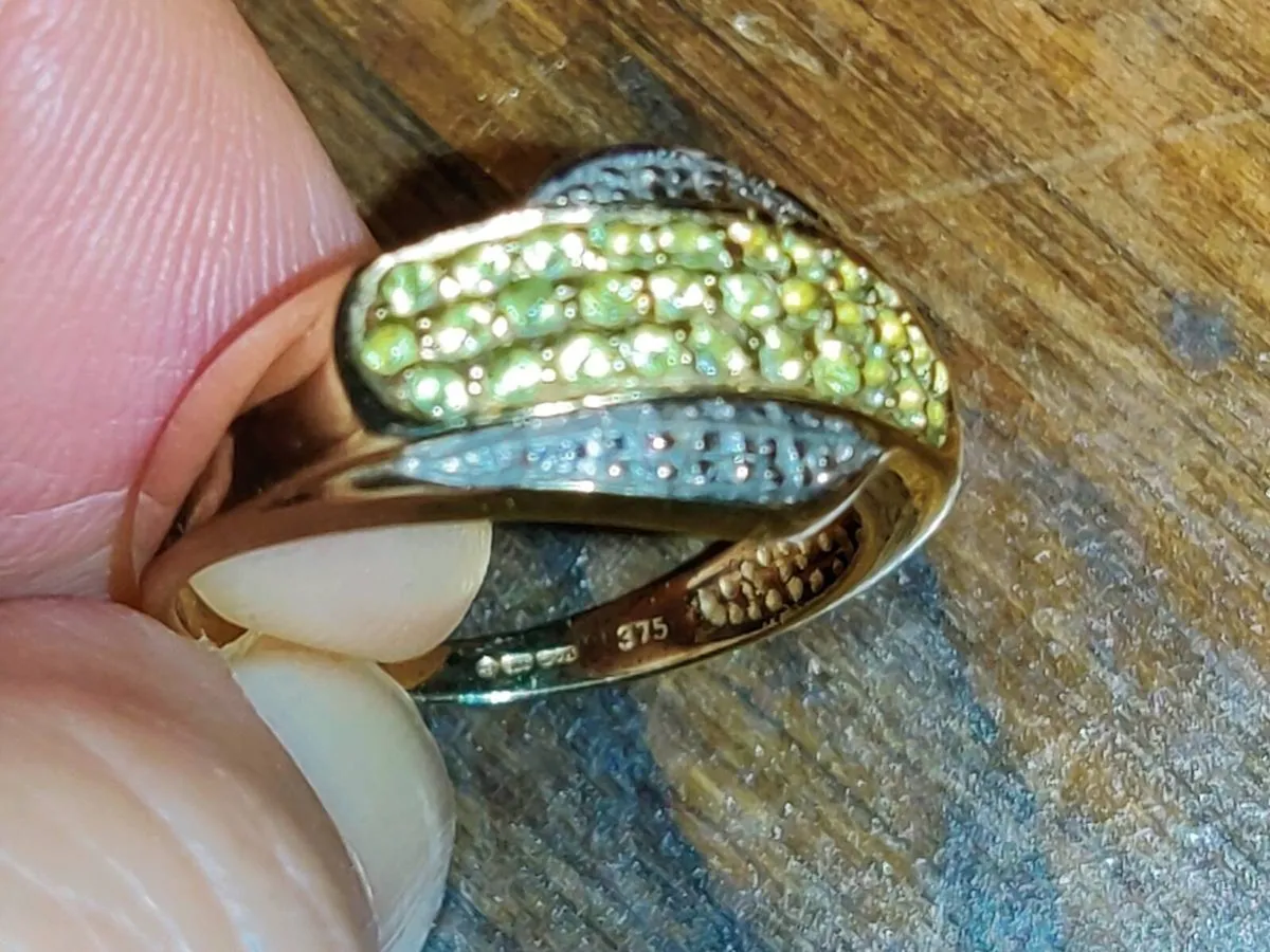 CHUNKY CITRINES & DIAMONDS, 9CT Gold Vintage Ring - Image 1