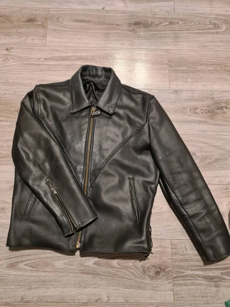 Leather biker jacket - Image 1