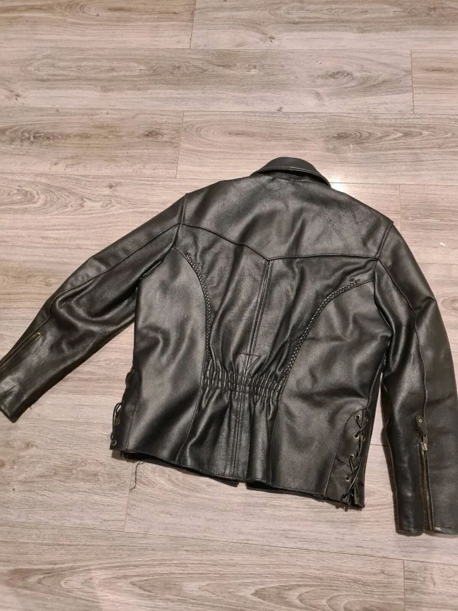 Leather biker jacket - Image 2