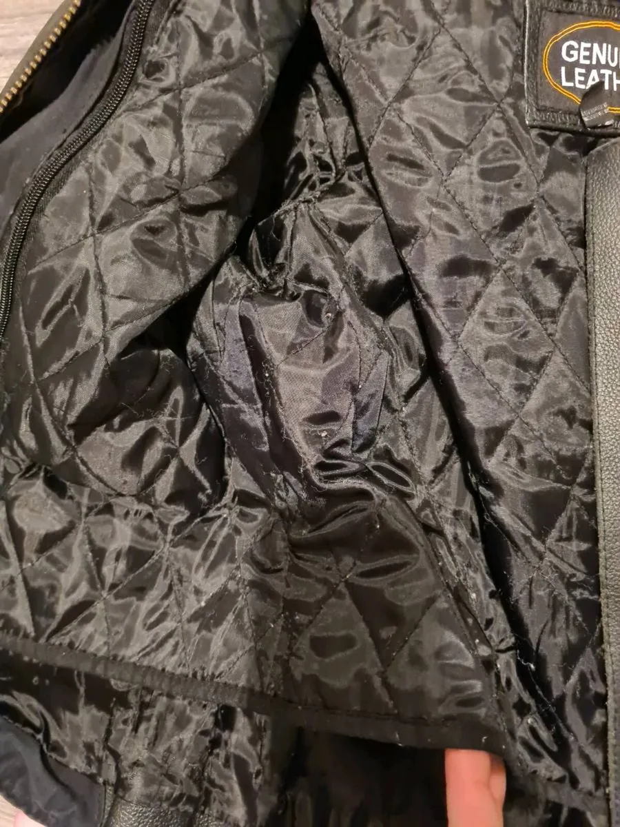 Leather biker jacket - Image 3