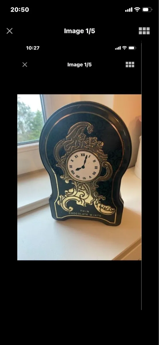 Vintage After Eight Clock Shaped Metal Box - Image 1