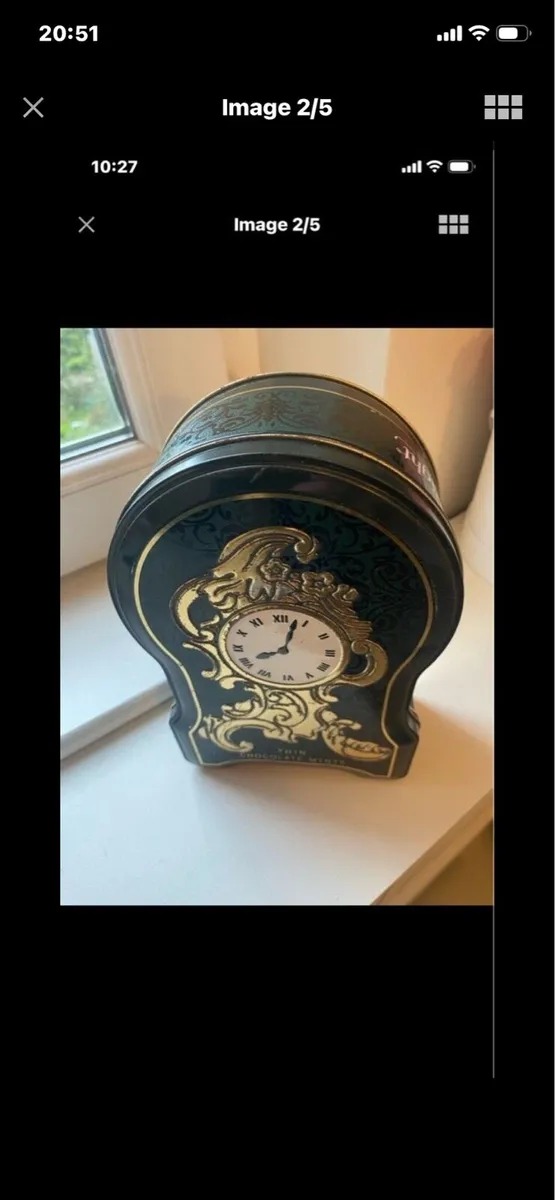 Vintage After Eight Clock Shaped Metal Box - Image 2