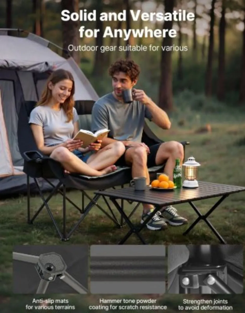 Double Camping Chair, Oversized Two Person Camp - Image 3