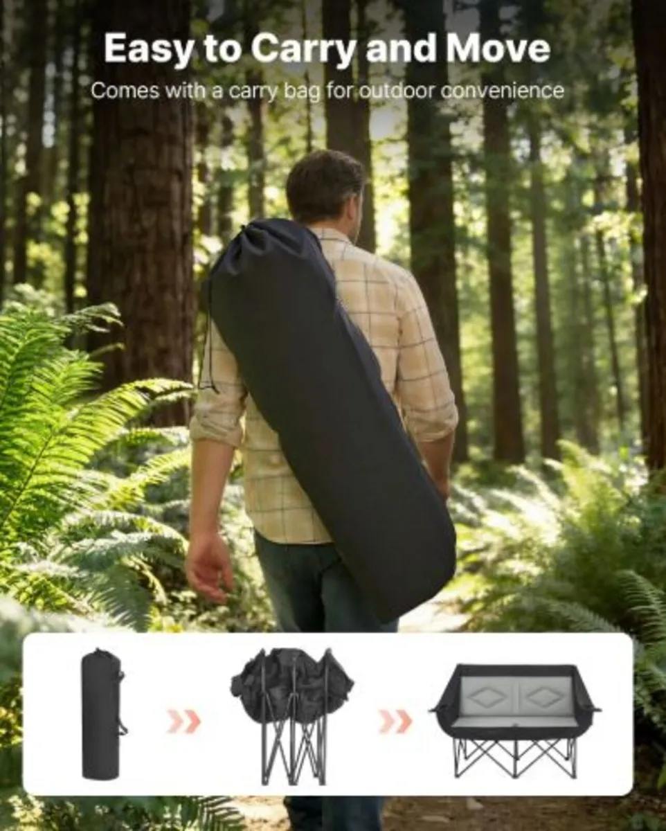 Double Camping Chair, Oversized Two Person Camp - Image 4