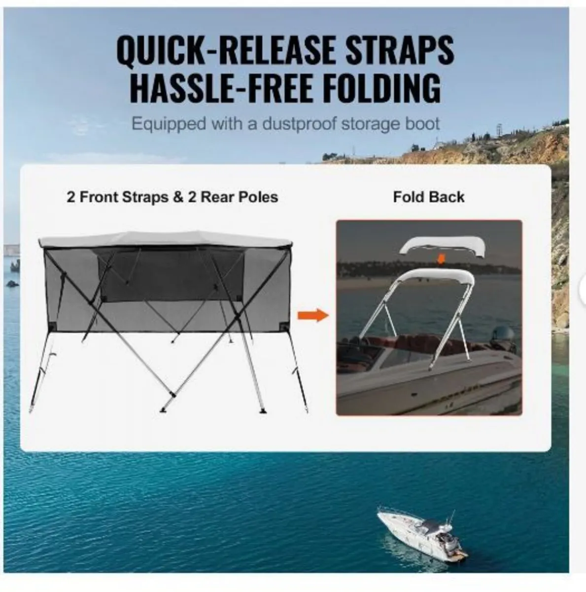 4 Bow Bimini Top Boat Cover - Image 2