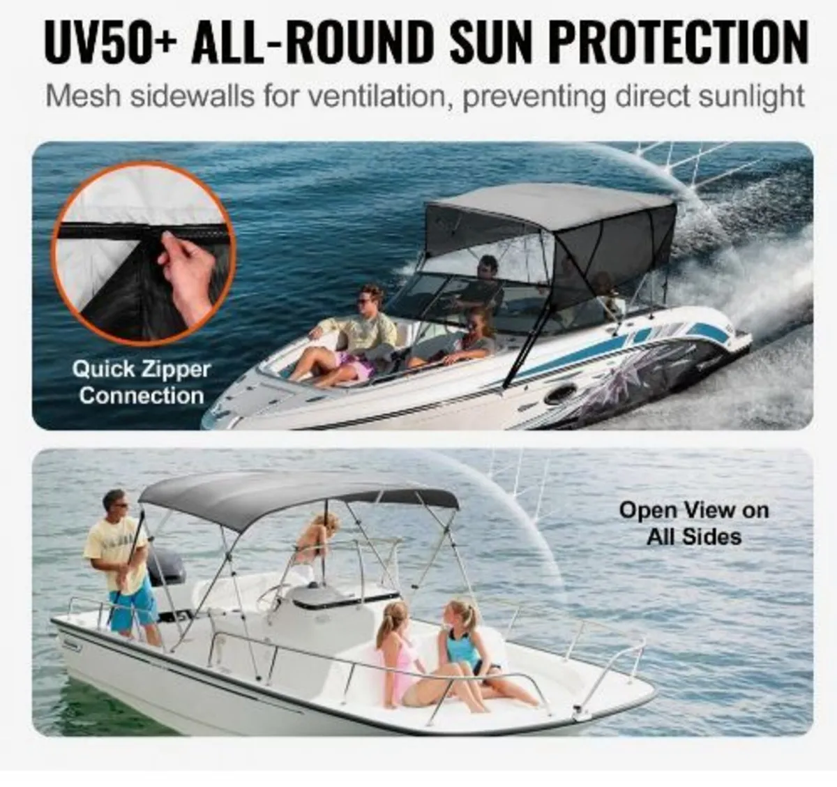 4 Bow Bimini Top Boat Cover - Image 3