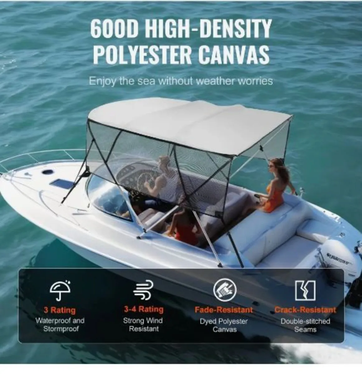 4 Bow Bimini Top Boat Cover - Image 4