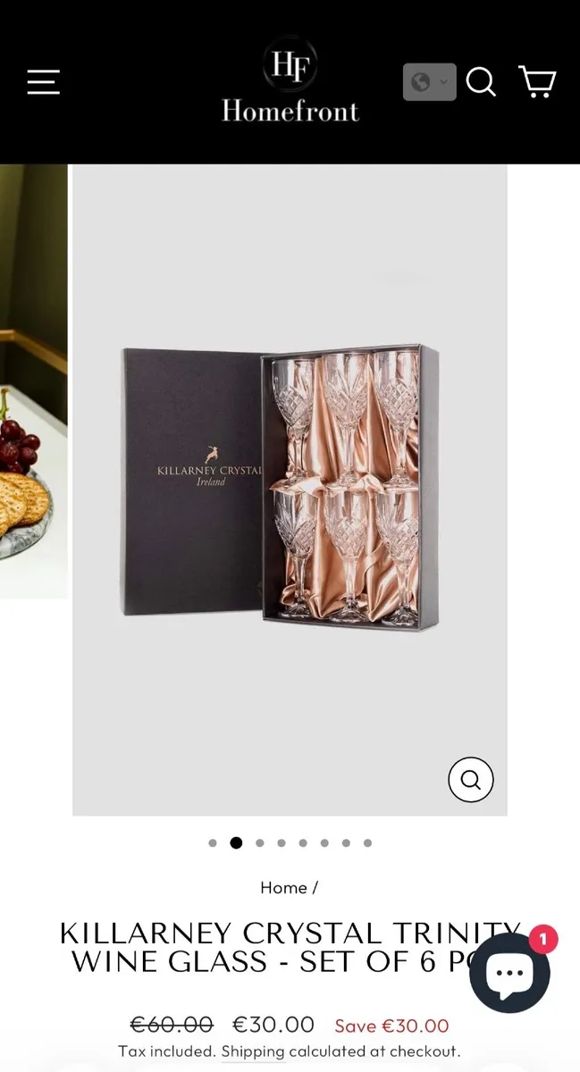 KILLARNEY CRYSTAL TRINITY WINE GLASS - SET OF 6 - Image 1