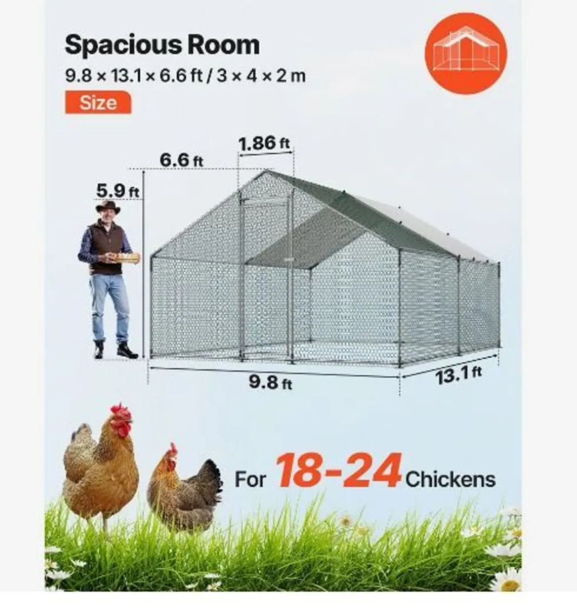 Metal Chicken Coop, 9.8x13.1x6.5 ft Large - Image 2