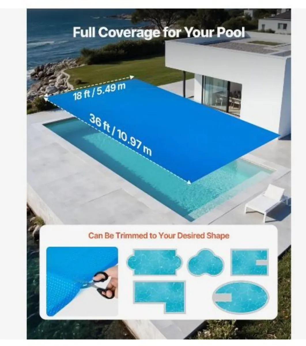 Solar Pool Cover, 10.97 x 5.49m Rectangle Pool - Image 3