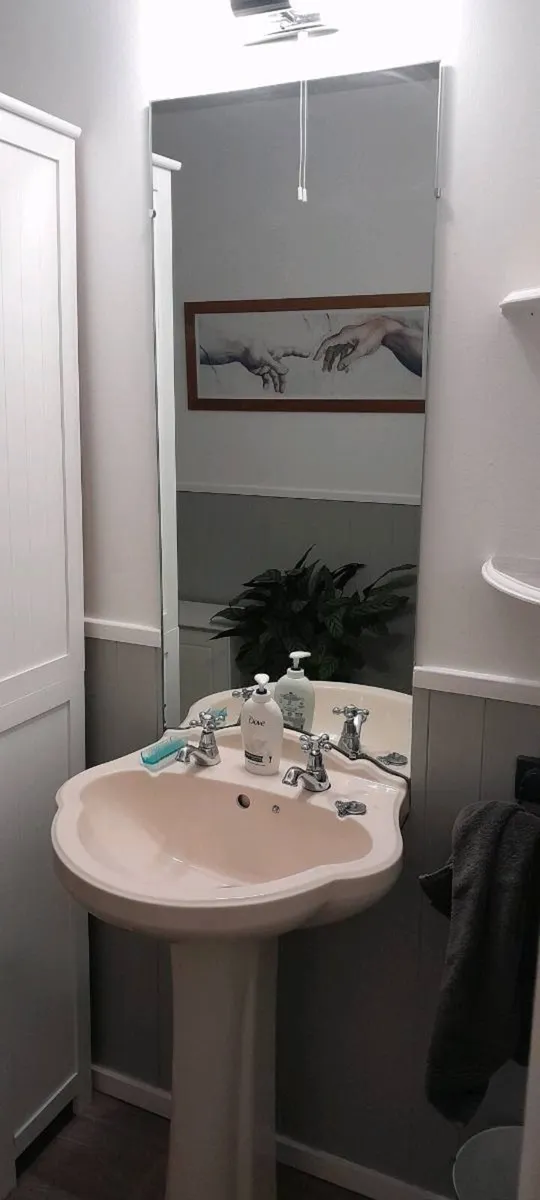 Sink + pedestal + contoured mirror - Image 1