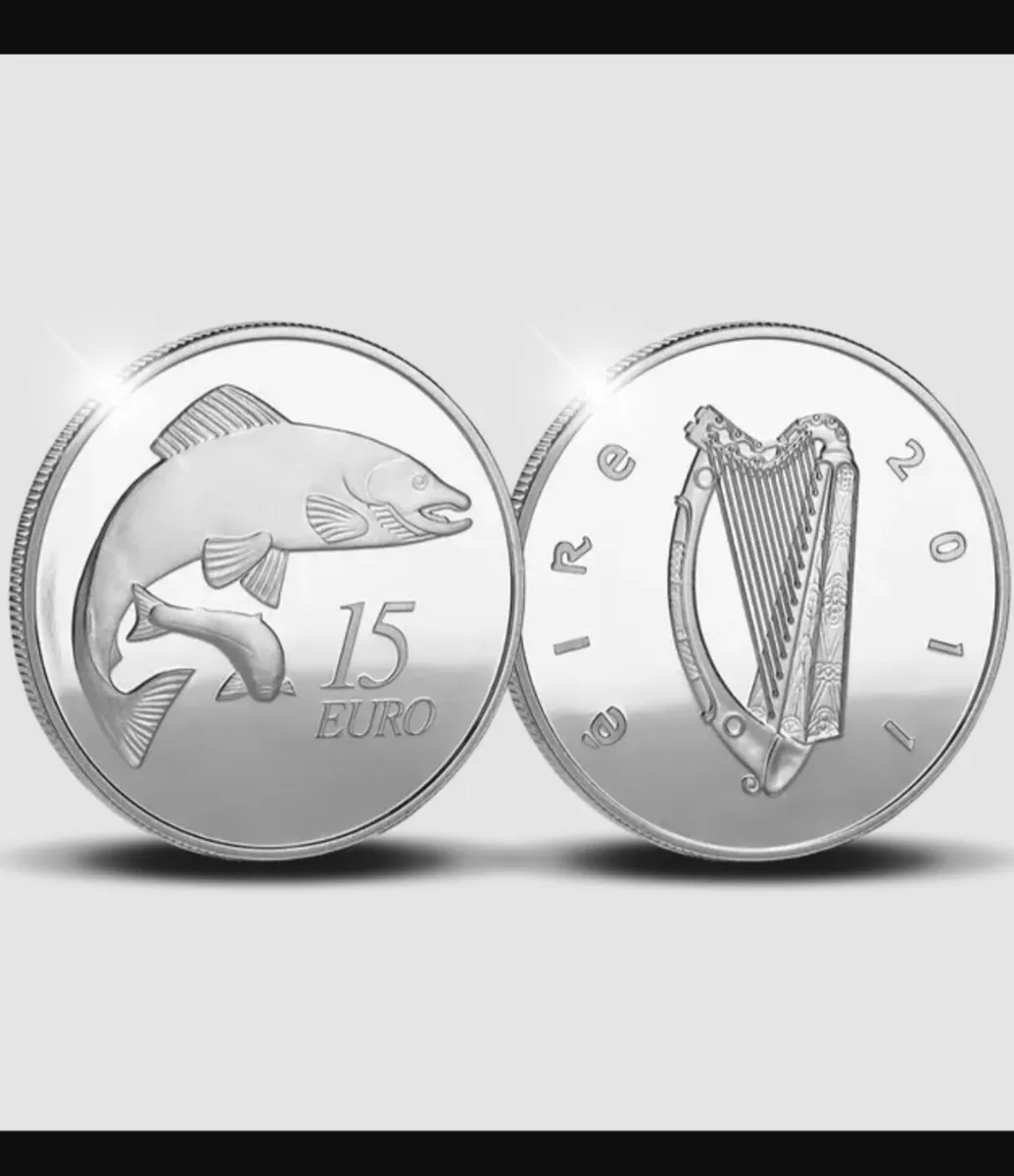 Irish €15 Silver Proof Coin 2011 Salmon - Image 1