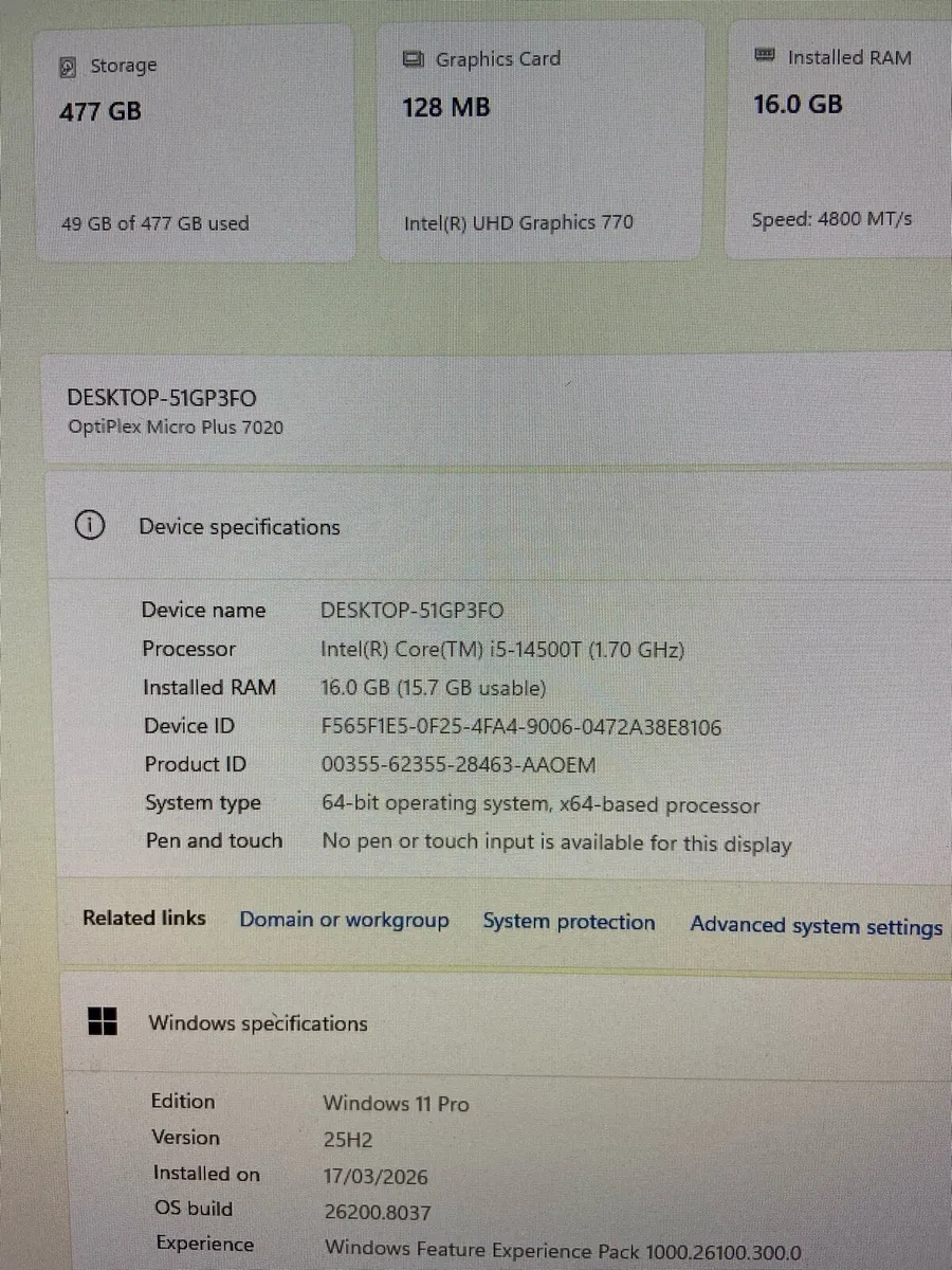 Dell pc i5 pro 14th generation 16/512 - Image 3