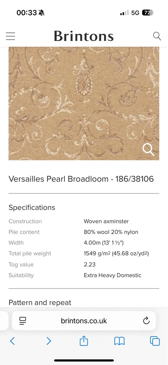18sqm Brintons Wool Carpet For Sale - Image 2