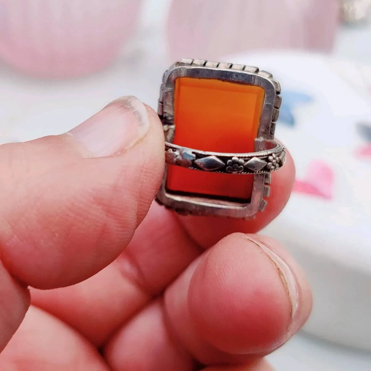 CHUNKY TUDOR CARNELIAN, 925 Silver HUGE Ring ! - Image 2