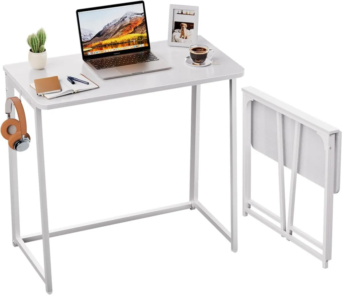 Folding Desk 80cm Small for Spaces Easy Assemble - Image 1