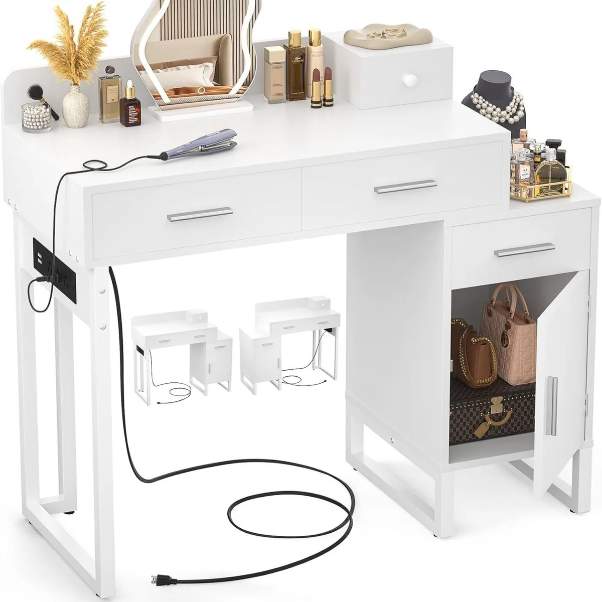 Dressing Table Vanity Desk with 4 Storage Drawers - Image 1