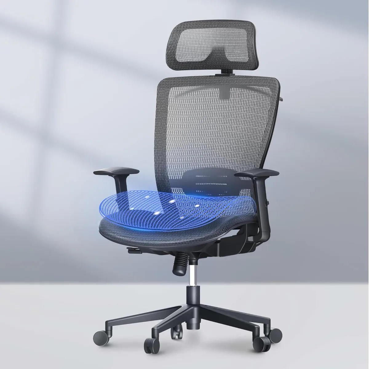 Ergonomic Mesh Office Chair with Coat Hanger - - Image 1