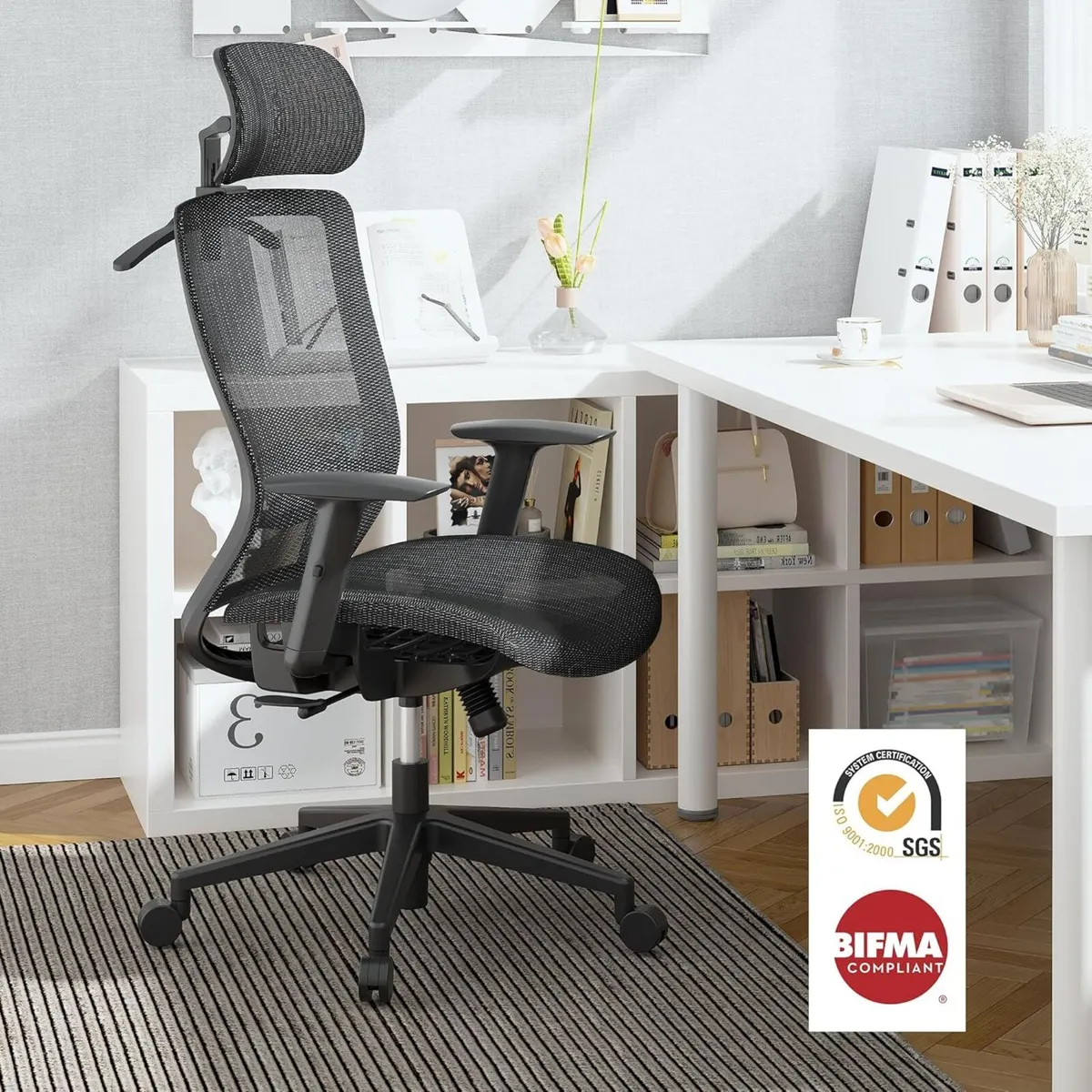 Ergonomic Mesh Office Chair with Coat Hanger - - Image 2