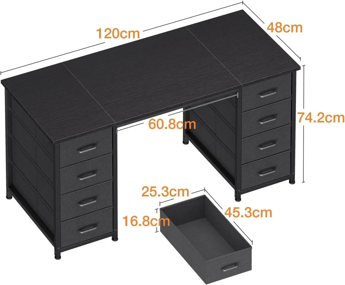 Computer Desk with Drawers 120x48cm Modern Office - Image 3