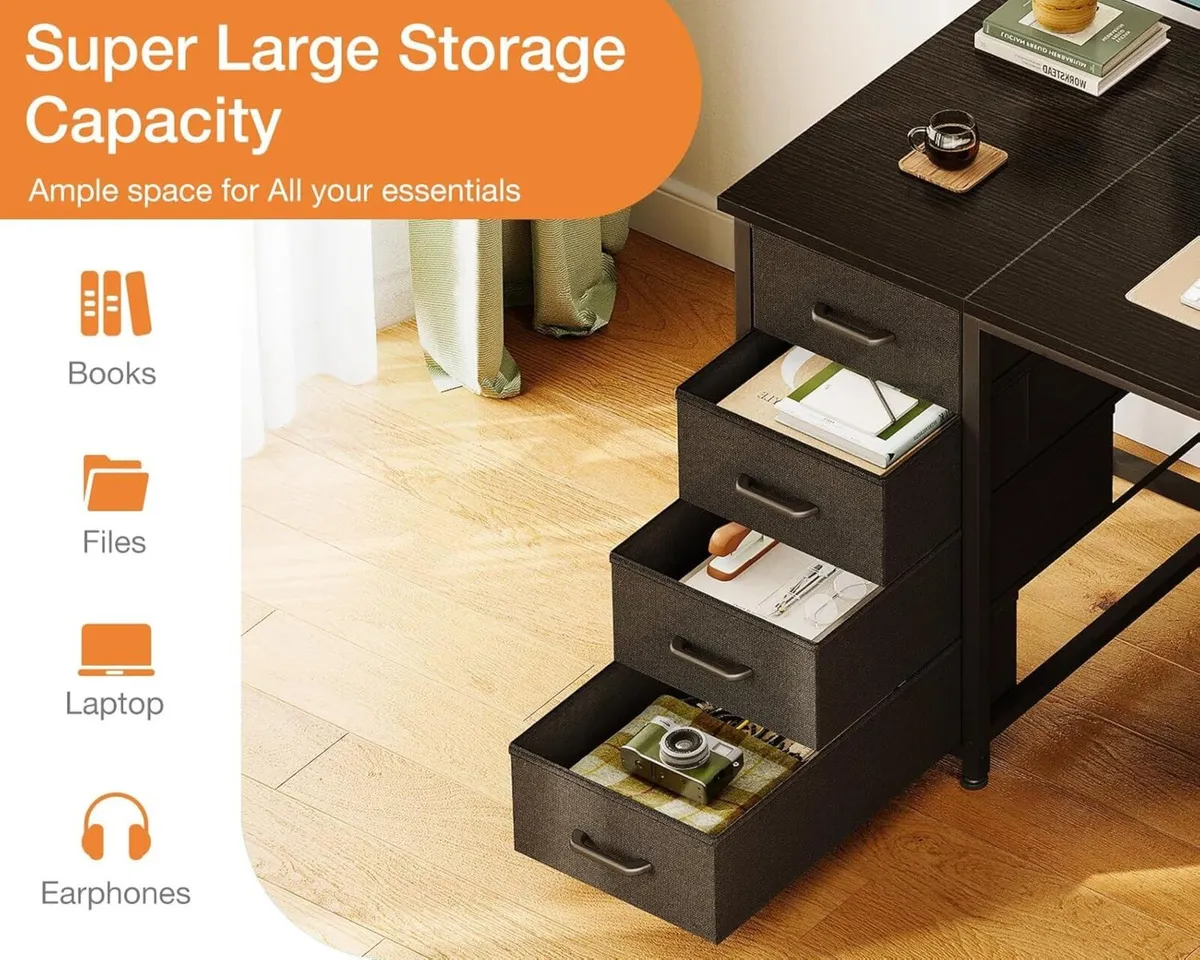 Computer Desk with Drawers 120x48cm Modern Office - Image 4